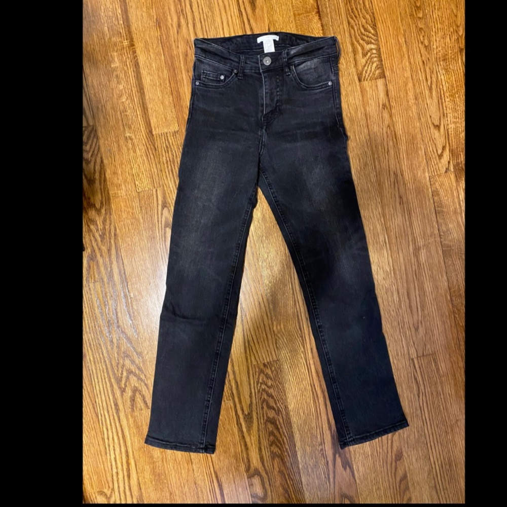 Dark Grey Ankle Length high Waisted Jeans